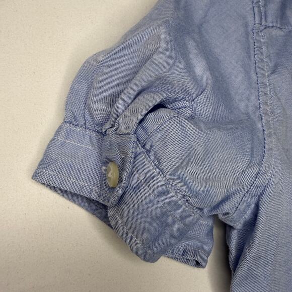 NWOT Ralph Lauren Button Down Shirt Girls 12 Blue Puff Sleeve Polo Logo Preppy - Picture 8 of 12